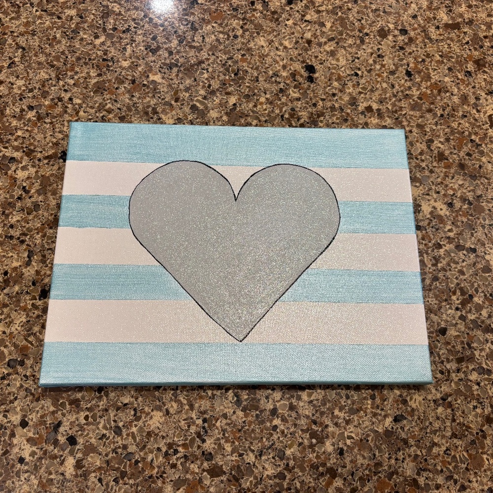 Heart Stripe Shimmery Canvas Print 9x12